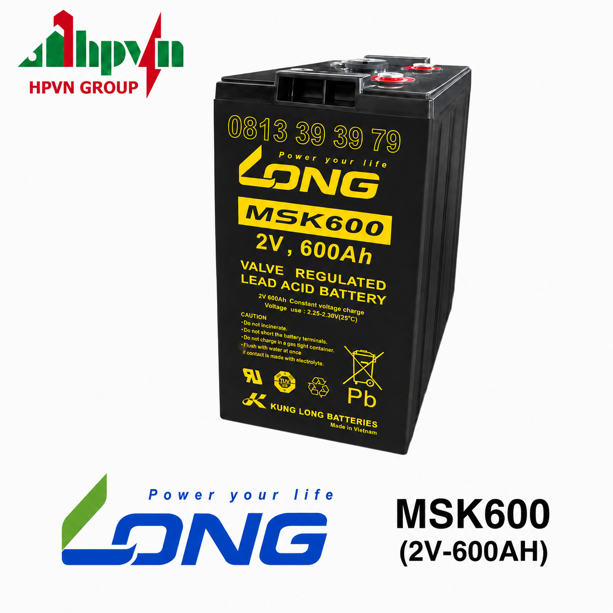 Bình Ắc Quy Long MSK600 (2V-600Ah)